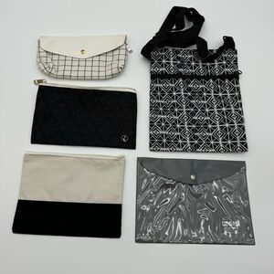 Set of five makeup pouches travel pouches